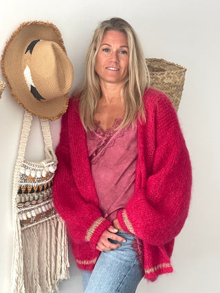 Princess Mohair Cardigan Dark Red