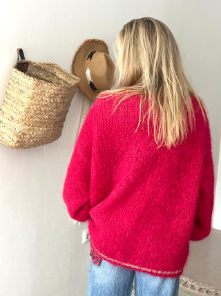 Princess Mohair Cardigan Dark Red