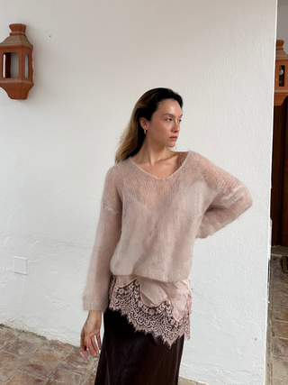 Silky Mohair Sweater Off White