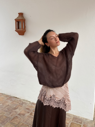 Silky Mohair Sweater Brown