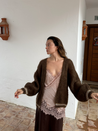 Princess Mohair Cardigan - Marrone