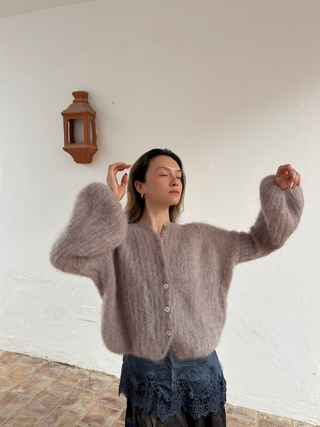 Bubble Mohair Cardigan - Greige