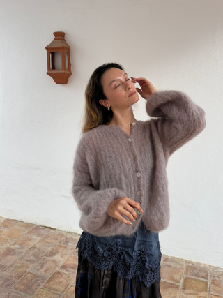 Bubble Mohair Cardigan - Greige