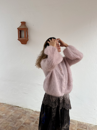Bubble Mohair Cardigan - Pink